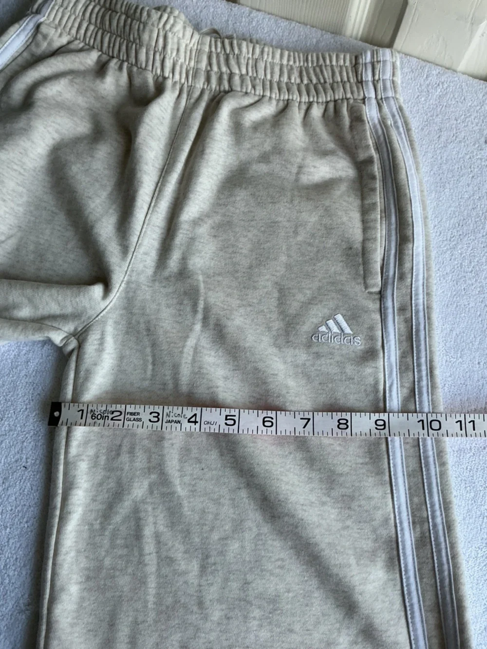 adidas Kids Light Gray Wide-Leg Sweatpants with White Stripes